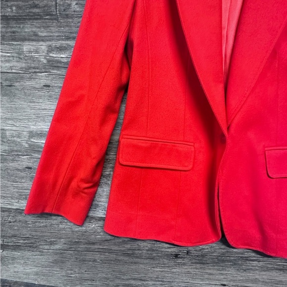 Pendleton Red Blazer Jacket with Red Blue Plaid Skirt Set 100% virgin wool - Picture 3 of 13